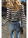 Black Stripe Slim Fit High Neck Knit Sweater