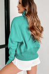 Flamingo Zip Up Stand Collar Ribbed Thumbhole Sleeve Sweatshirt