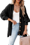 Black Solid Color Buttoned Down Casual Knitted Cardigan - Cocoa Yacht Club