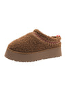 Chestnut Suede Contrast Plush Thick Sole Slippers