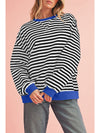 Green Stripe Contrast Edge Oversized Sweatshirt