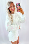 Light Grey Bow Embroidery Long Sleeve Pullover and High Waist Shorts Set