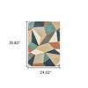 7' X 10' Blue Green Beige Retro Wedge Indoor Area Rug