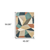 7' X 10' Blue Green Beige Retro Wedge Indoor Area Rug