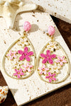 Rose Red Braided Flower Waterdrop Earrings