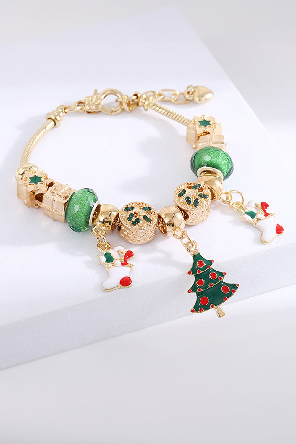 Green Cartoon Christmas Tree Charms Bracelet