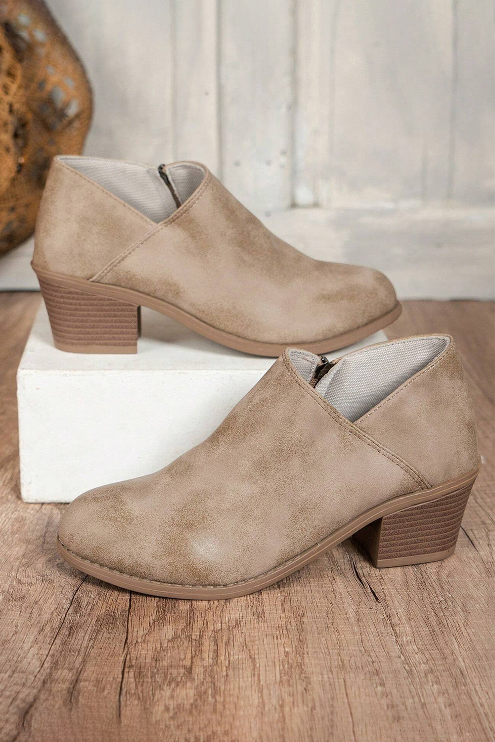 Philippine Gray Suede Ankle Boots