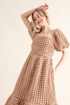 And The Why Full Size Square Neck Puff Sleeve Dress - Cocoa Yacht Club