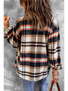 Brown Plaid Button Up Long Sleeve Flannel Shacket