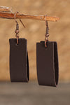 Dark Brown Circle PU Leather Drop Earrings