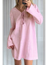 Light Pink Knot Lace Up Sexy Pajama Dress