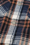 Blue Snap Button Sherpa Lined Hooded Flannel Jacket