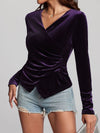 Ruched Surplice Long Sleeve Top