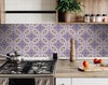4" X 4" Vintage Purple And Taupe Mosaic Peel And Stick Removable Tiles