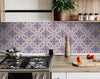 4" X 4" Vintage Purple And Taupe Mosaic Peel And Stick Removable Tiles