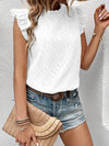 Frill Mock Neck Cap Sleeve Top - Cocoa Yacht Club