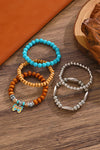 Silvery Boho Butterfly Pendant Beaded Bracelet Set