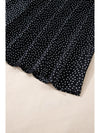 Black Plus Size Leopard Print Frill Notch V Neck Blouse