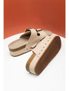 Beige Suede Buckle Decor Corky Platform Slides Shoes