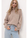 Basic Bae Side Slit Turtleneck Long Sleeve Sweater