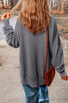 Green Plain Drop Shoulder Ribbed Trim Oversized Sweatshirt