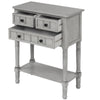 Cocoa Yacht Club Narrow Console Desk, with Three Storage Drawers and Living Room Bottom Shelves (Grey Washed)