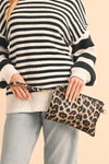 Chestnut Leopard Print Wrist Strap Zipped Wallet