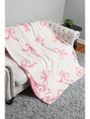 Rose Red 127*152cm Bow Printed Cozy Soft Throw Blanket