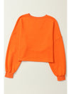 Orange Game Day Lettering Rugby Notched Neck Cropped Sweatshirt