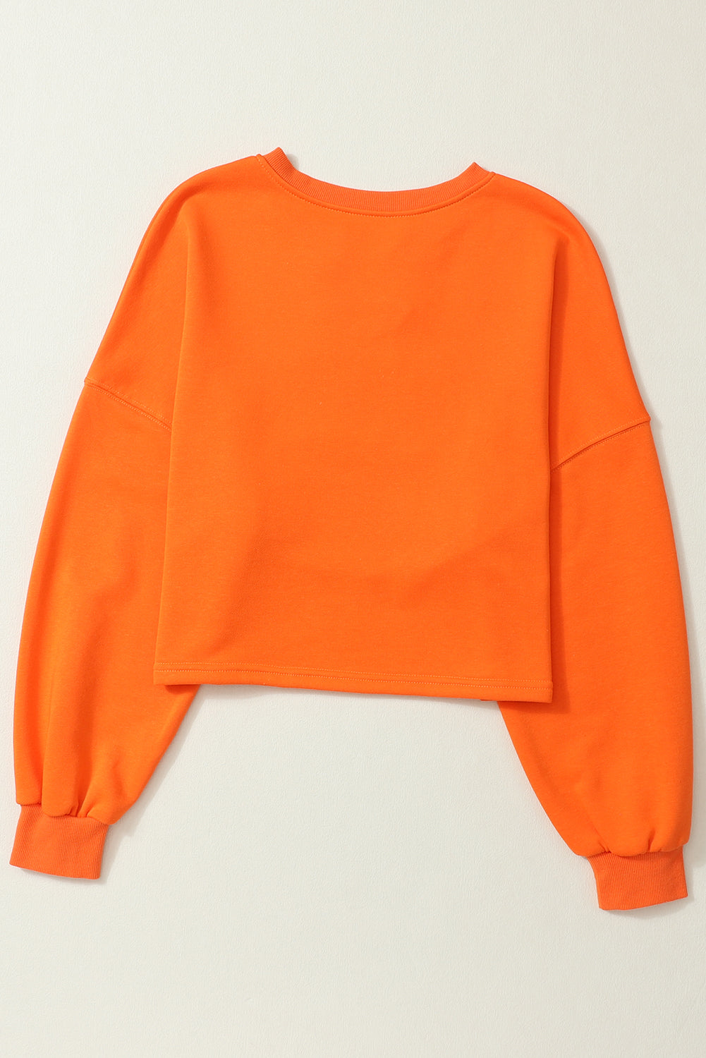 Orange Game Day Lettering Rugby Notched Neck Cropped Sweatshirt