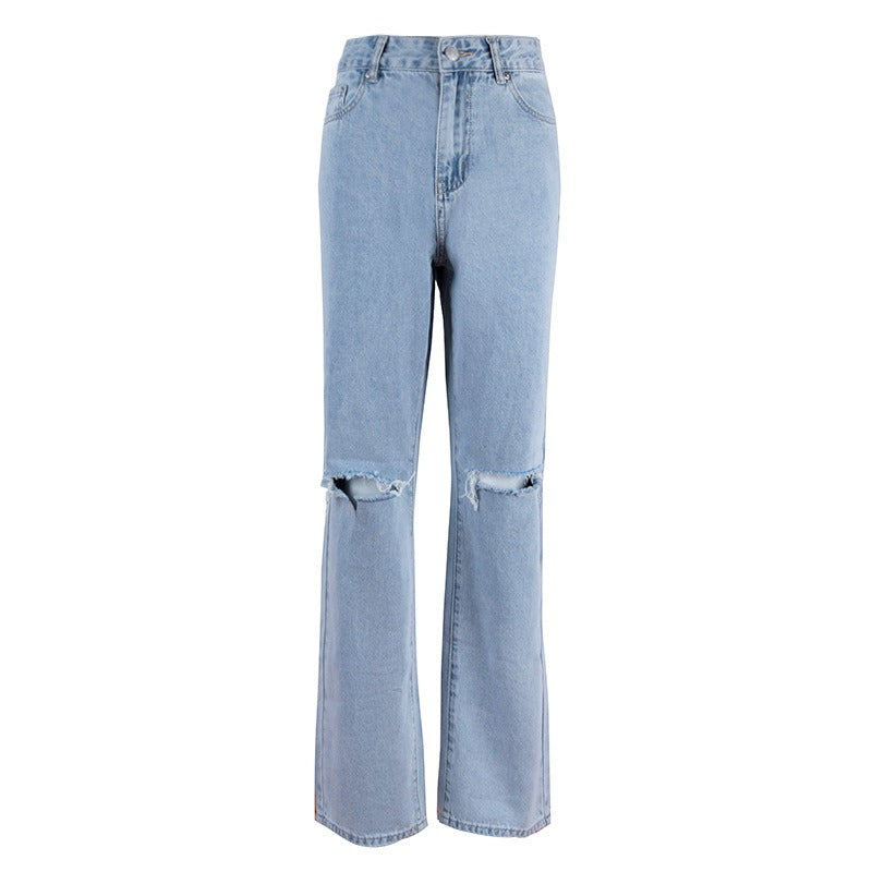 Cocoa Yacht Club Blue Ripped Holes Straight Jeans