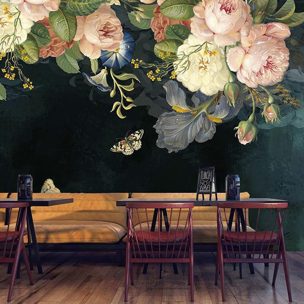 3D Wallpaper Silk Cloth Pastoral Floral Flower Oil Painting - Cocoa Yacht Club