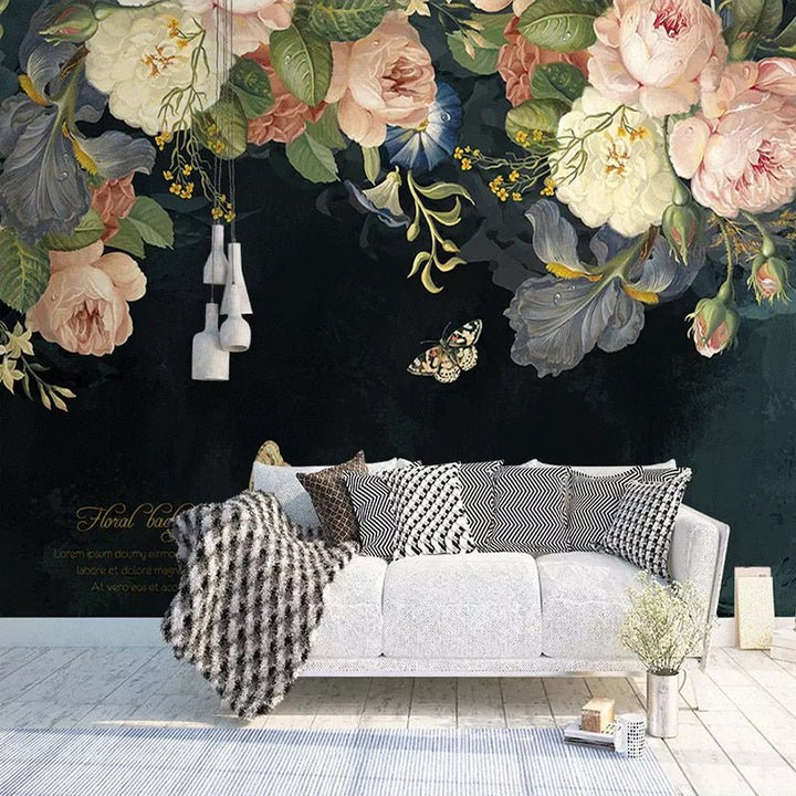 3D Wallpaper Silk Cloth Pastoral Floral Flower Oil Painting - Cocoa Yacht Club