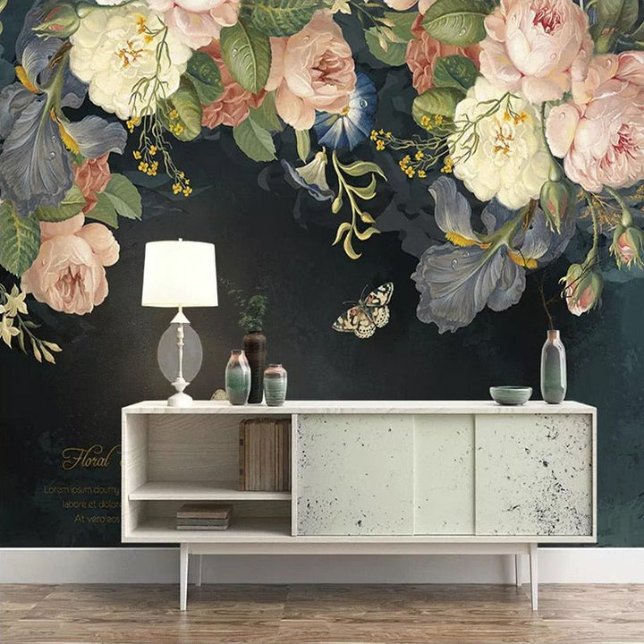3D Wallpaper Silk Cloth Pastoral Floral Flower Oil Painting - Cocoa Yacht Club