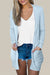 Mist Blue Solid Color Pocket Long Sleeve Cardigan