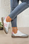 Rose Red Color Block Lace Up Sneakers