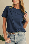 Medium Grey Solid Color Round Neck T Shirt