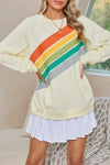 Black Rainbow Colorblock Pullover Sweatshirt