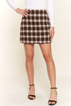 And The Why Full Size Brushed Plaid Mini Skirt - Cocoa Yacht Club