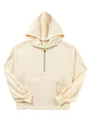 Smoke Green Half Zipper Kangaroo Pockets Drop Shoulder Hoodie