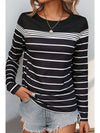 Black Casual Striped Long Sleeve Top