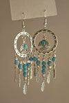 Silvery Bohemian Turquoise Dangle Pendent Earrings