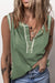 Mist Green Stitching Seam Henley Tank Top