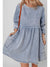 Cutout Round Neck Balloon Sleeve Denim Dress