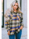 Brown Plaid Button Up Long Sleeve Flannel Shacket