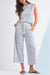 Sail Blue Casual Striped Tee and Wide Leg Pants Set