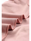 Pink Solid Ribbed Round Neck Pullover Sweatshirt