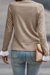 Lace Detail Round Neck Long Sleeve T-Shirt