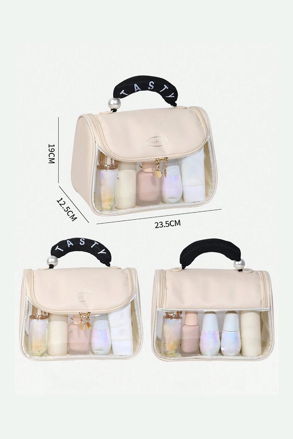 Beige TASTY Print Clear Makeup Bag