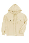 Tan Bishop Sleeve Zip Up Flap Pockets Hoodie Jacket